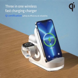 Qi Certificate Mobile Cell Phone Watch Earphone 3 in 1 Wireless Charger